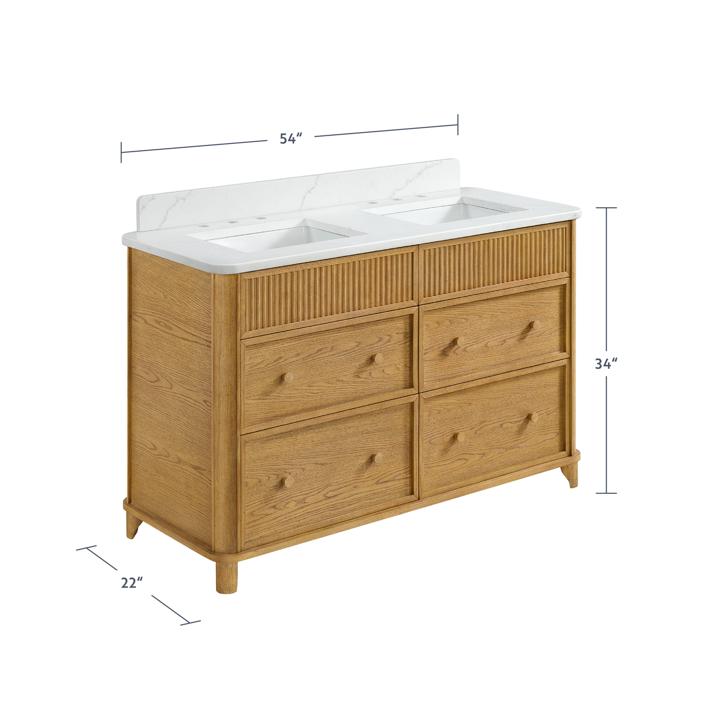 Kathryne 54" Double Bathroom Vanity | Statuario Quartz Countertop