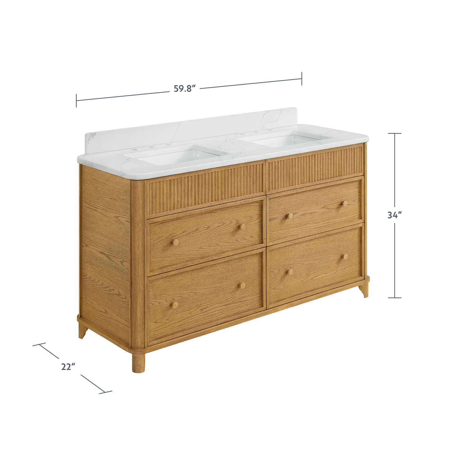 Kathryne 60" Double Bathroom Vanity | Statuario Quartz Countertop
