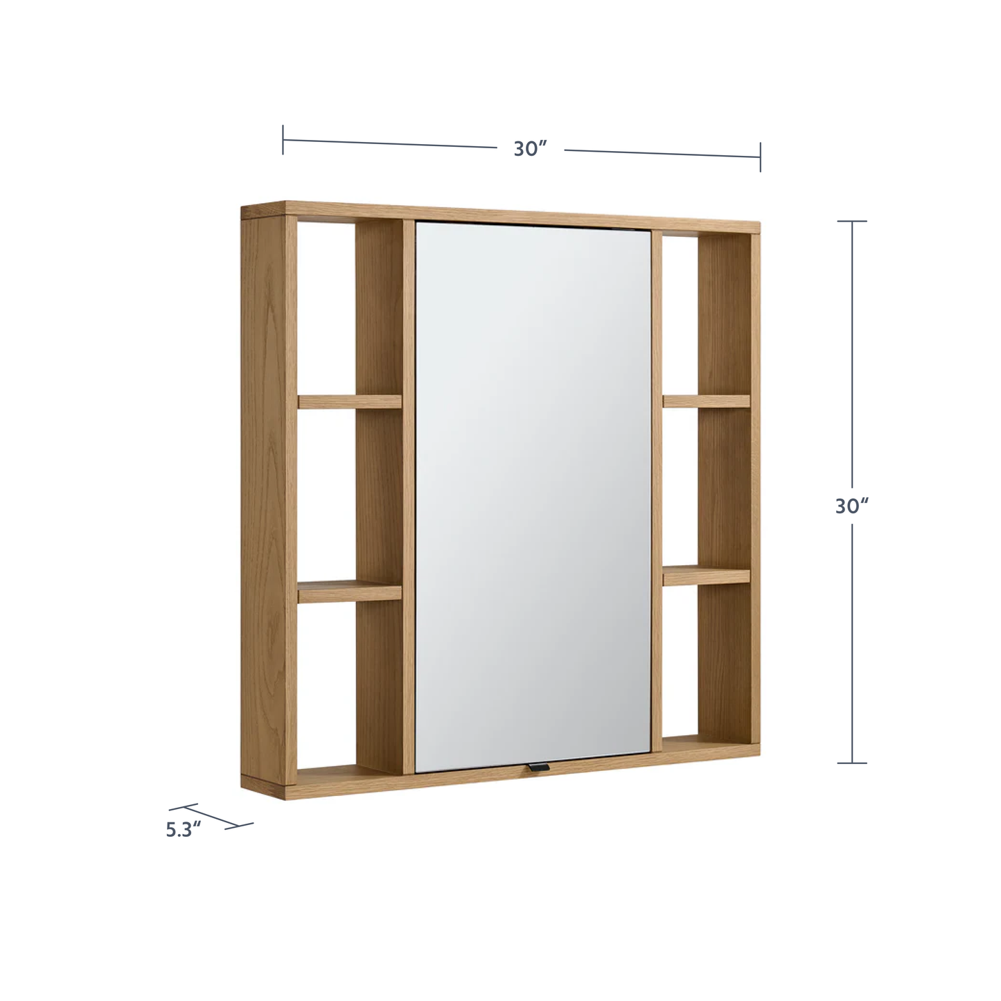 Midland 30"W x 30"H Surface Mount Medicine Cabinet with Side Shelves in Walnut or Oak
