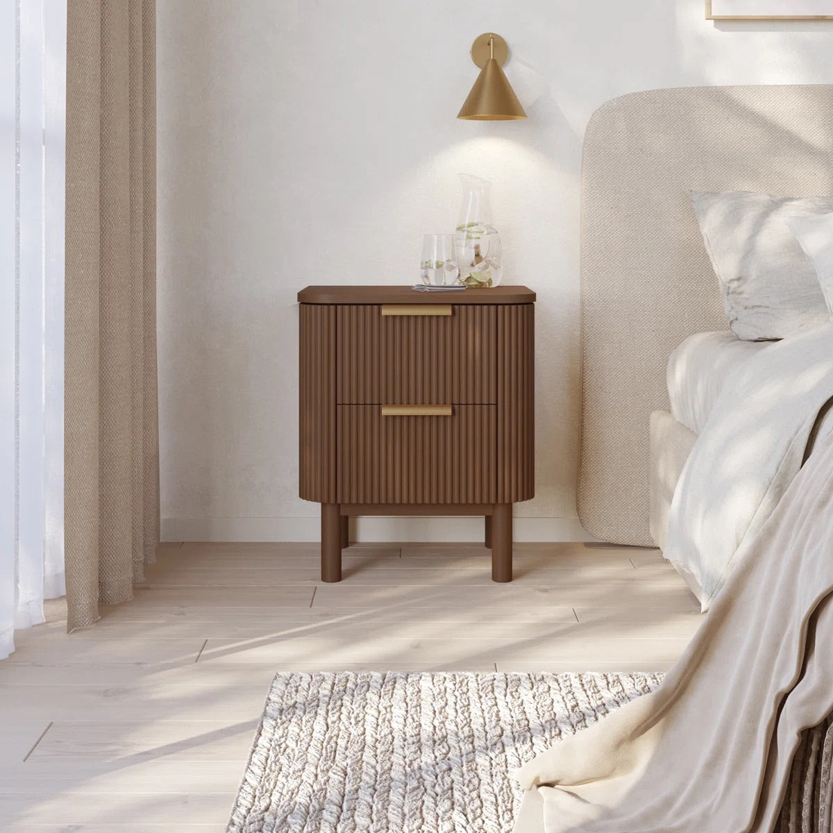 Havana Night Stand in Brown Reeded Birch