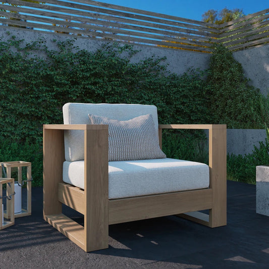 Shay 39" Outdoor Lounge Chair In Oiled Eucalyptus