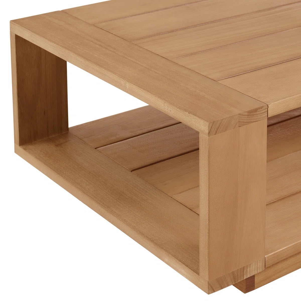 Shay 48" Outdoor Coffee Table In Oiled Eucalyptus