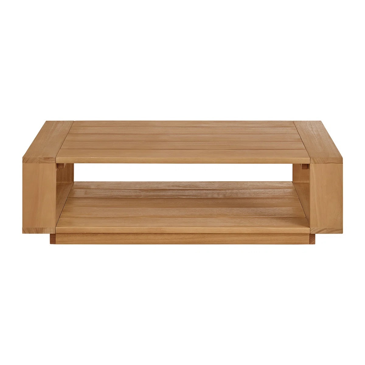 Shay 48" Outdoor Coffee Table In Oiled Eucalyptus