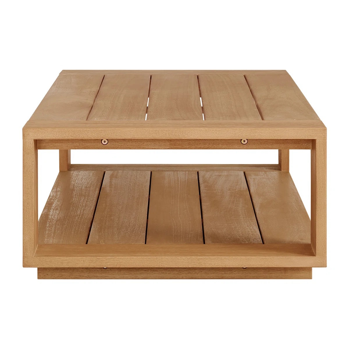 Shay 48" Outdoor Coffee Table In Oiled Eucalyptus