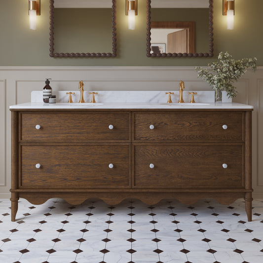 Juliette 72"W x 22"D Double Sink Bathroom Vanity with Cultured Marble Top