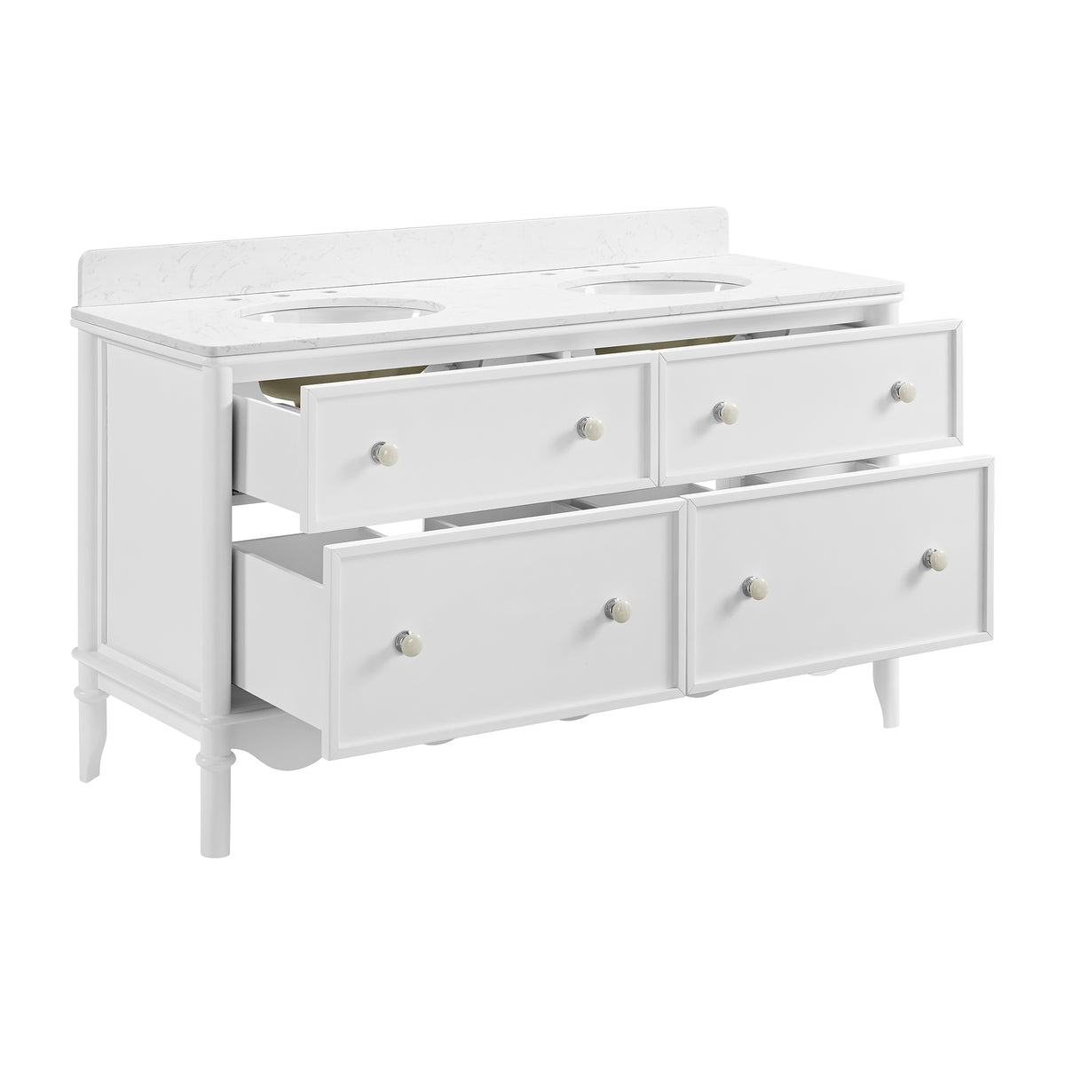 Juliette 60"W x 22"D Double Sink Bathroom Vanity with Cultured Marble Top