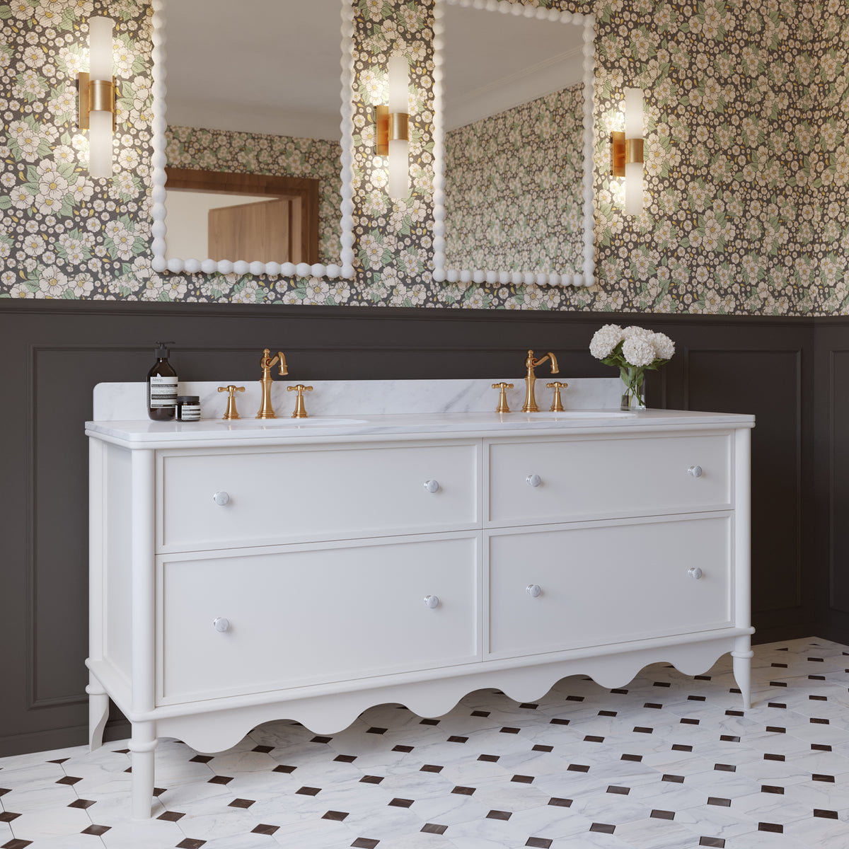 Juliette 72"W x 22"D Double Sink Bathroom Vanity | Cultured Marble Top