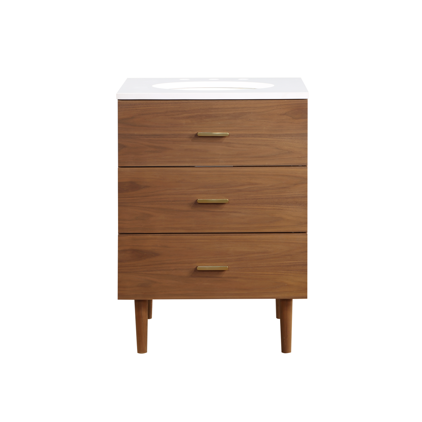 Stockholm 24'' Single Bathroom Vanity in Natural Walnut | White Quartz Countertop