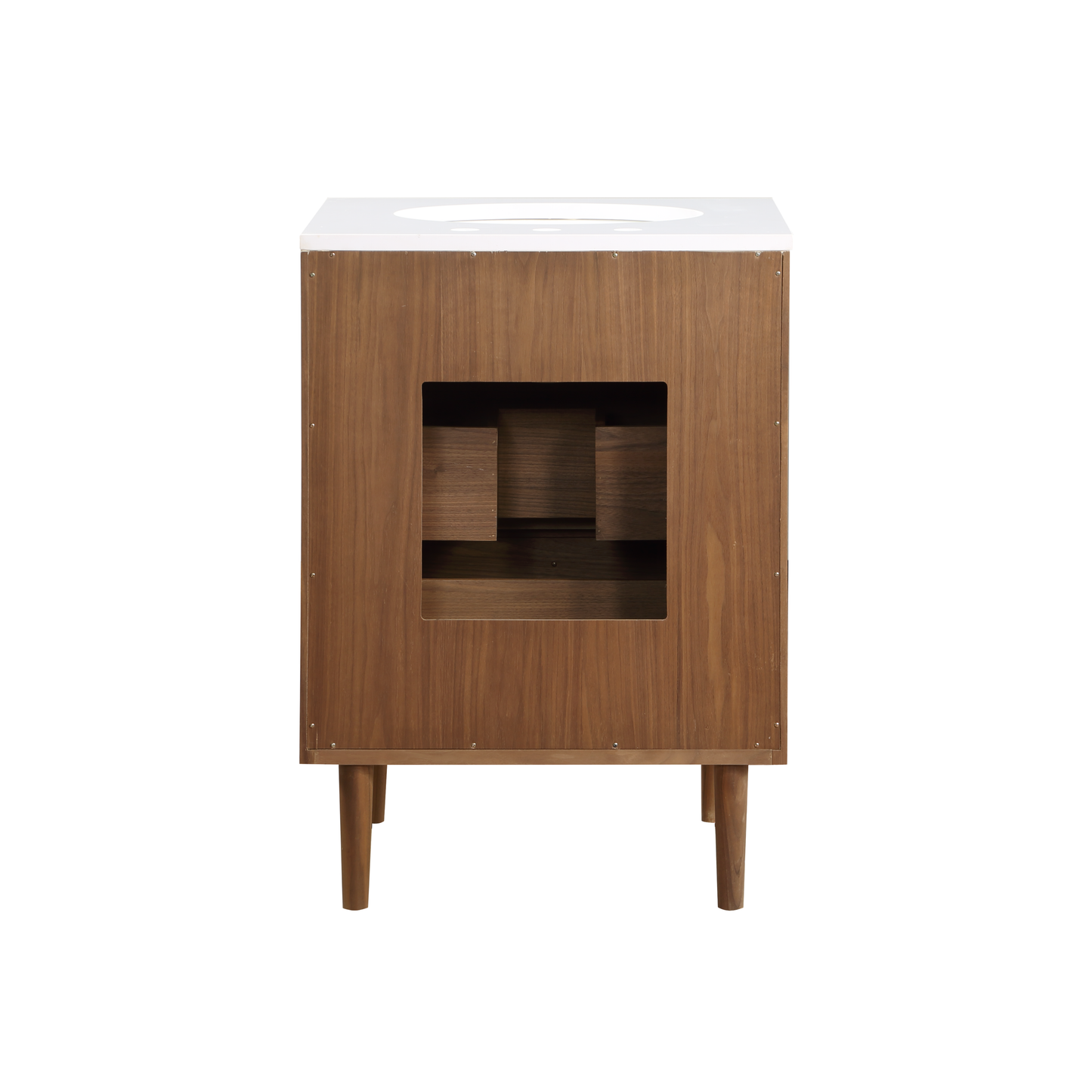 Stockholm 24'' Single Bathroom Vanity in Natural Walnut | White Quartz Countertop