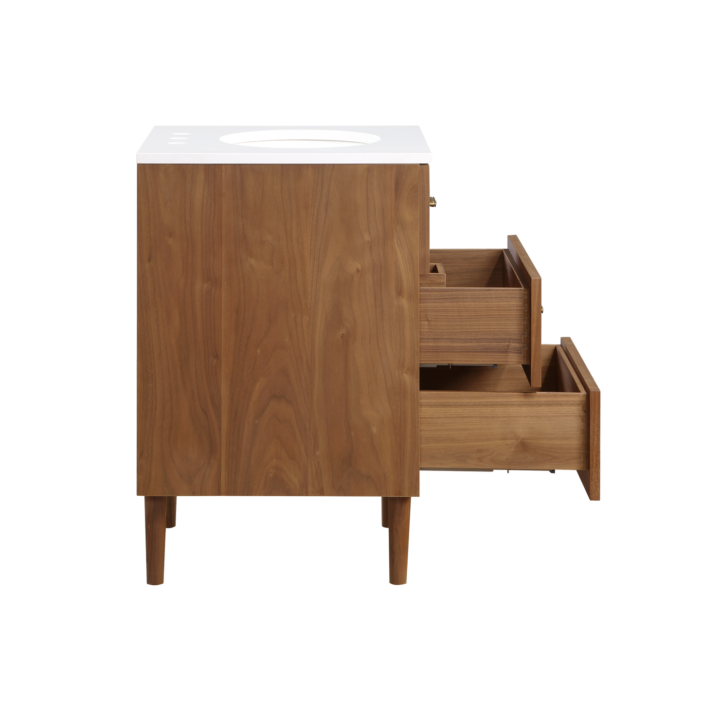 Stockholm 24'' Single Bathroom Vanity in Natural Walnut | White Quartz Countertop