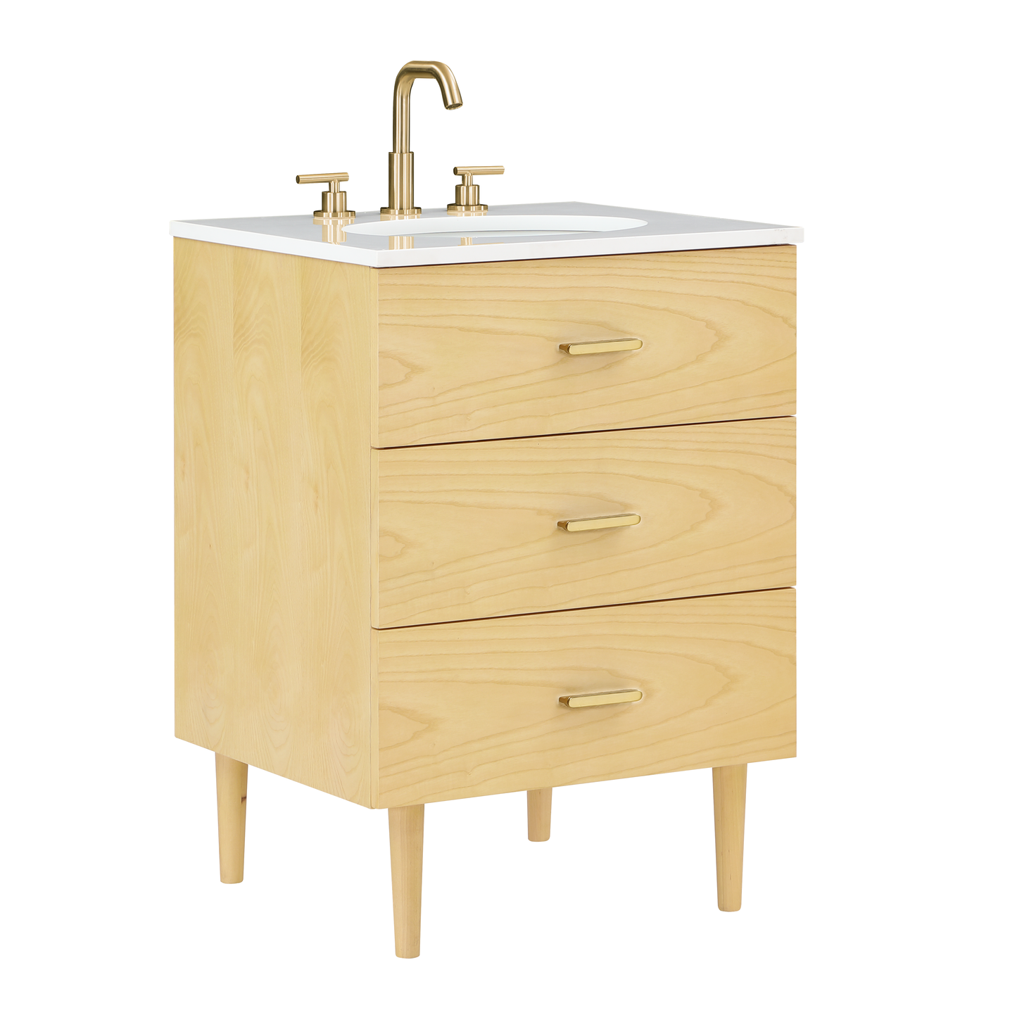 Stockholm  24'' Single Bathroom Vanity | White Quartz Top