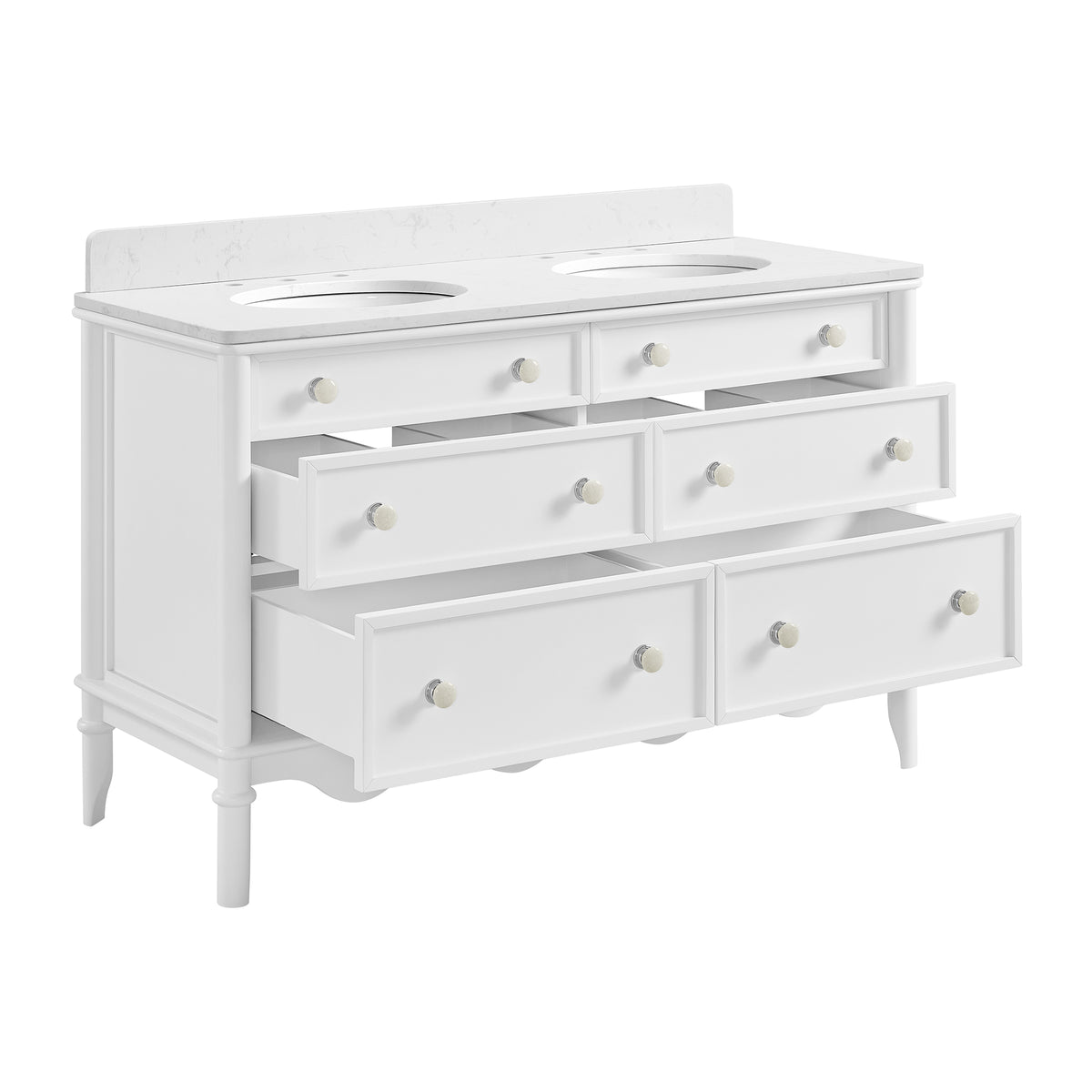Juliette 54"W x 22"D Double Sink Bathroom Vanity with Cultured Marble Top