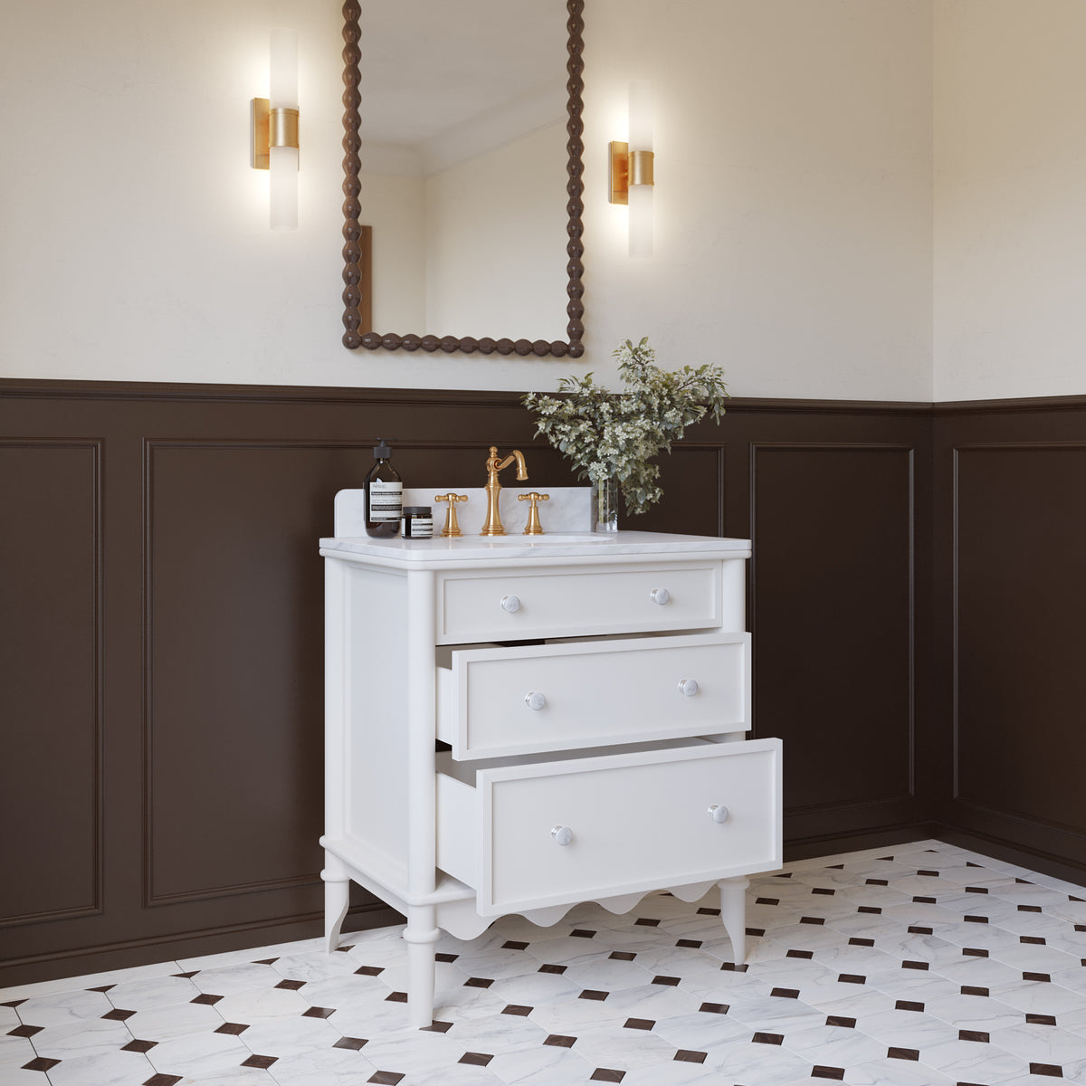 Juliette 30" Bathroom Vanity in Blanc White with Engineered Marble Countertop
