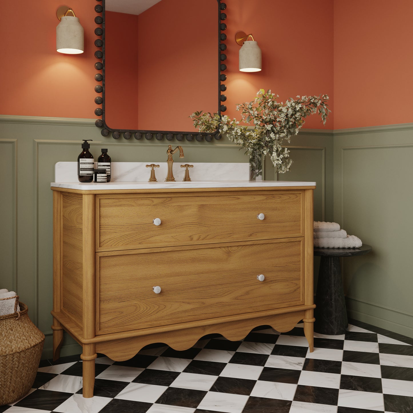 Julliette 48"W Single Sink Bathroom Vanity | Cultured Marble Top