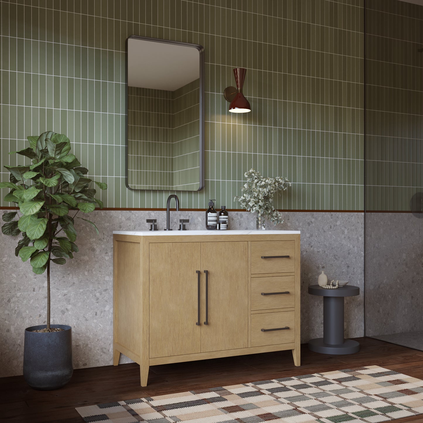 Bergen 42'' Single Bathroom Vanity | Calacatta Gold Quartz Top