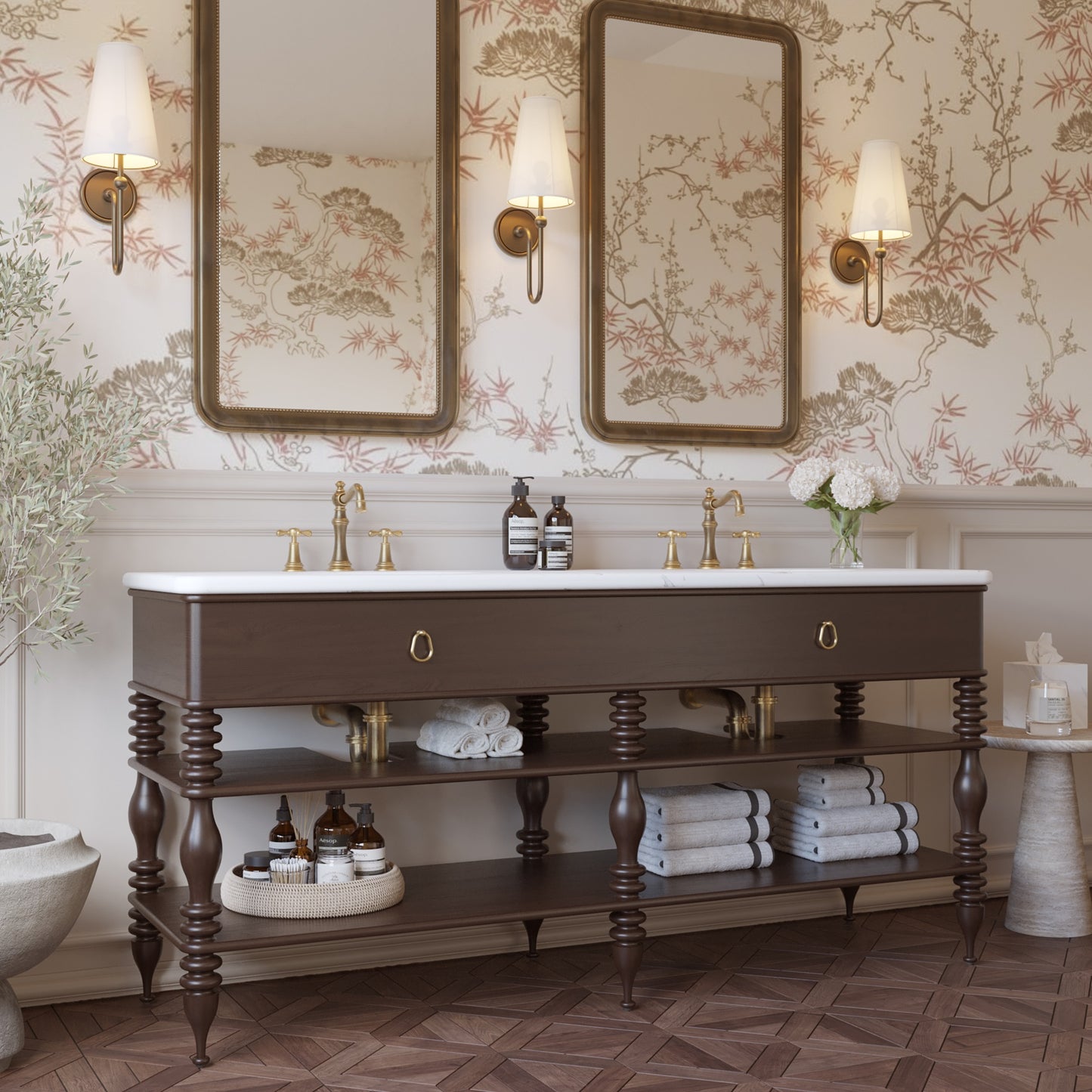 Chantilly 72" Double Sink Bathroom Vanity | Statuario Quartz Countertop