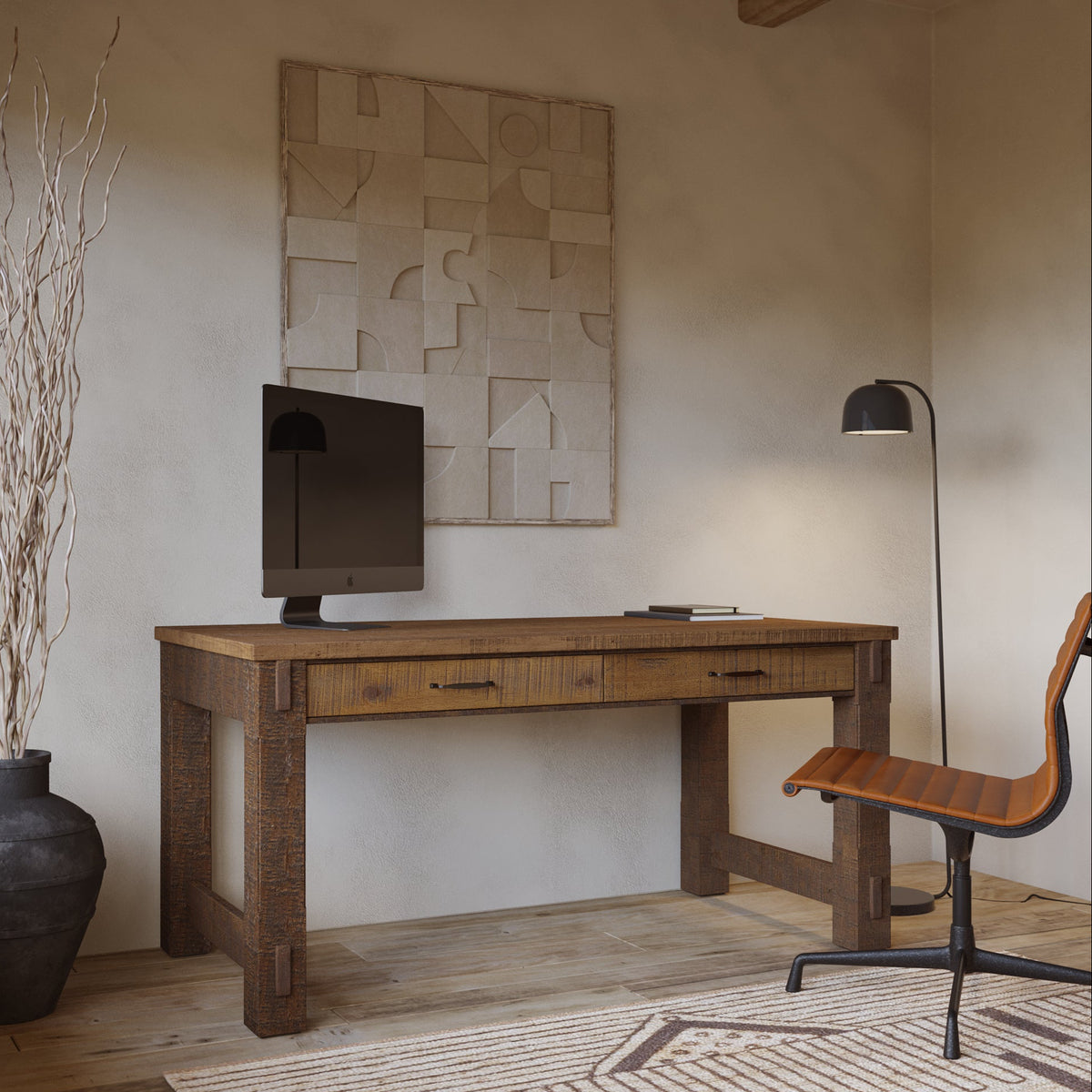 Telluride 60" x 30" Modern Farmhouse Home Office Desk in Vintage Pine
