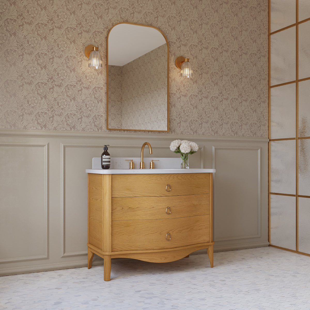 Grace 42" Bathroom Vanity with Statuario Quartz Countertop