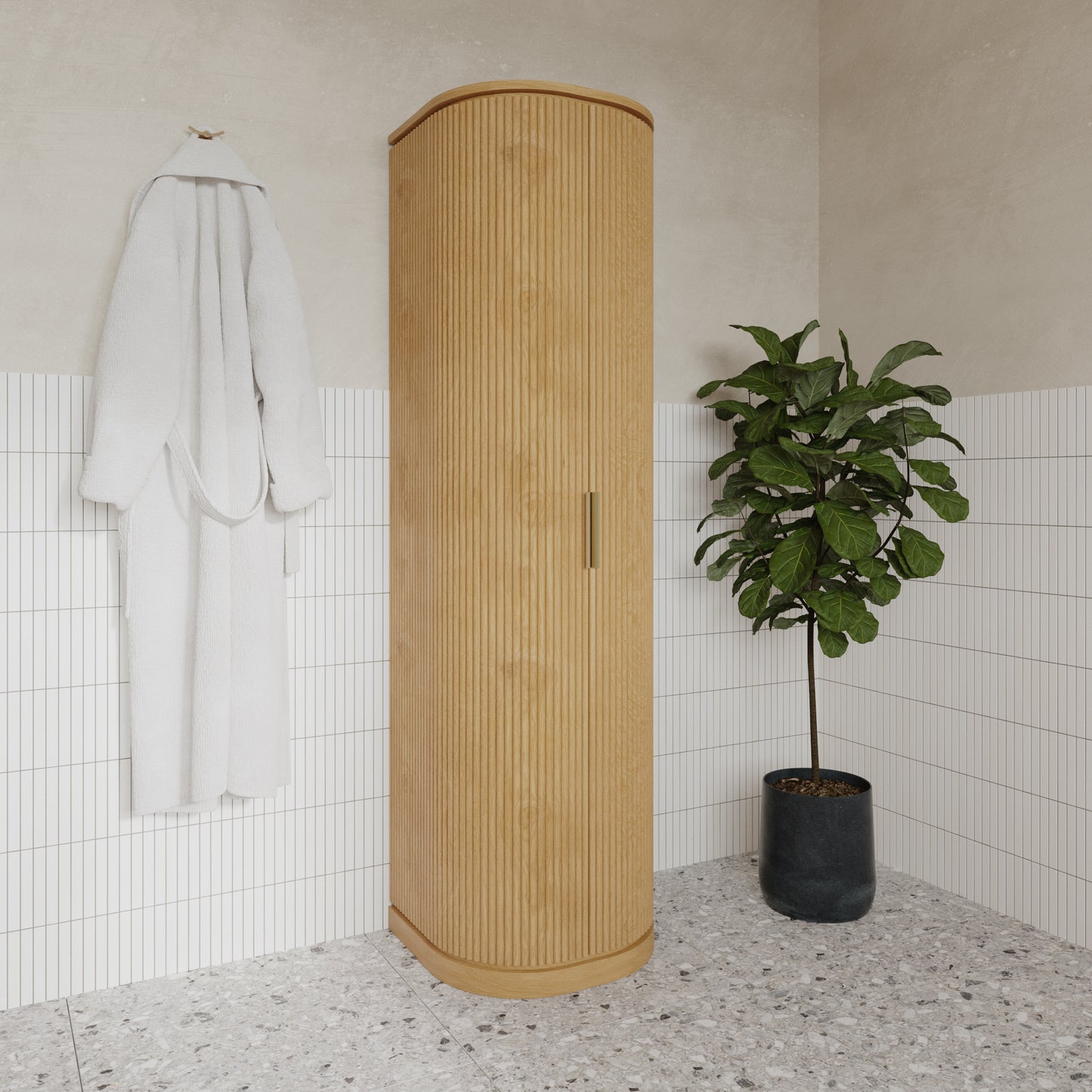 Luna 72" Reeded Birch Linen Cabinet