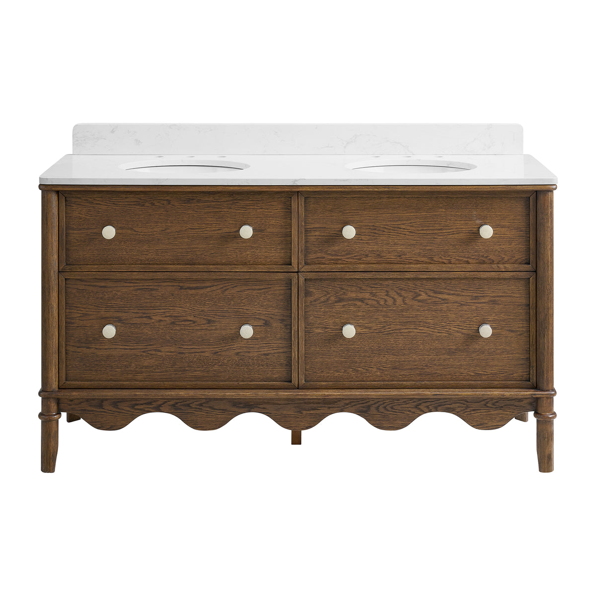 Juliette 60"W x 22"D Double Sink Bathroom Vanity with Cultured Marble Top