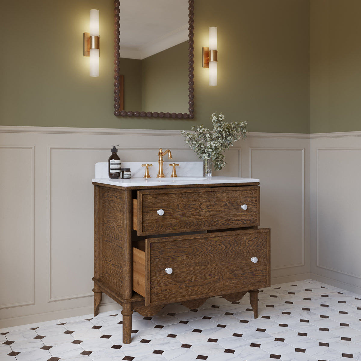 Juliette 36"W x 22"D Single Sink Bathroom Vanity | Cultured Marble Top