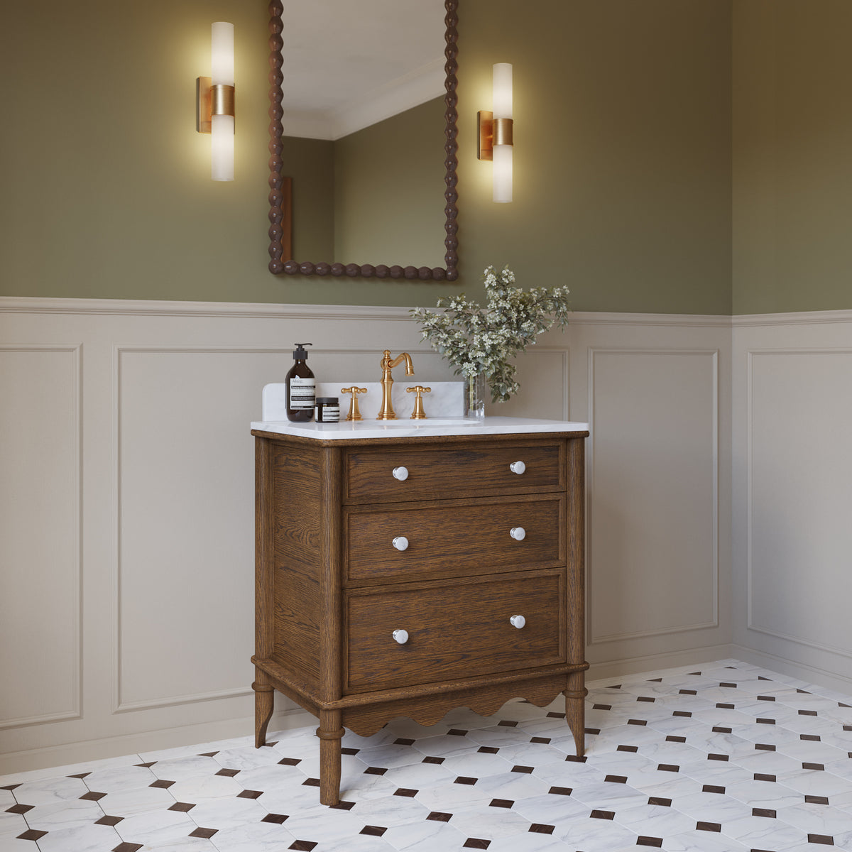 Juliette 30"W x 22"D Single Sink Bathroom Vanity with Cultured Marble Top
