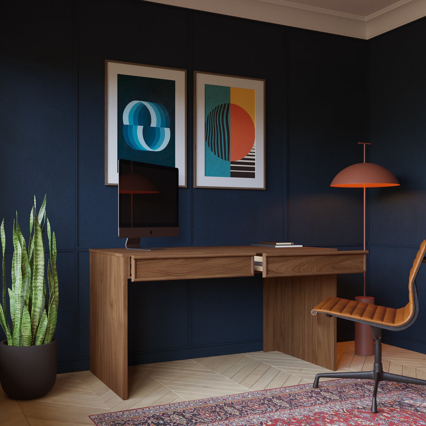 Cooper 55" Natural Walnut Writing Desk