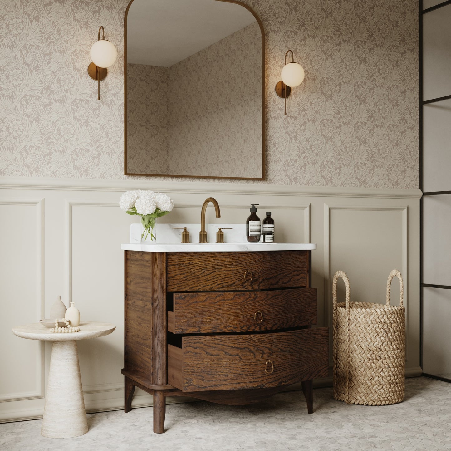 Grace 36" Single Bathroom Vanity | Statuario Quartz Countertop