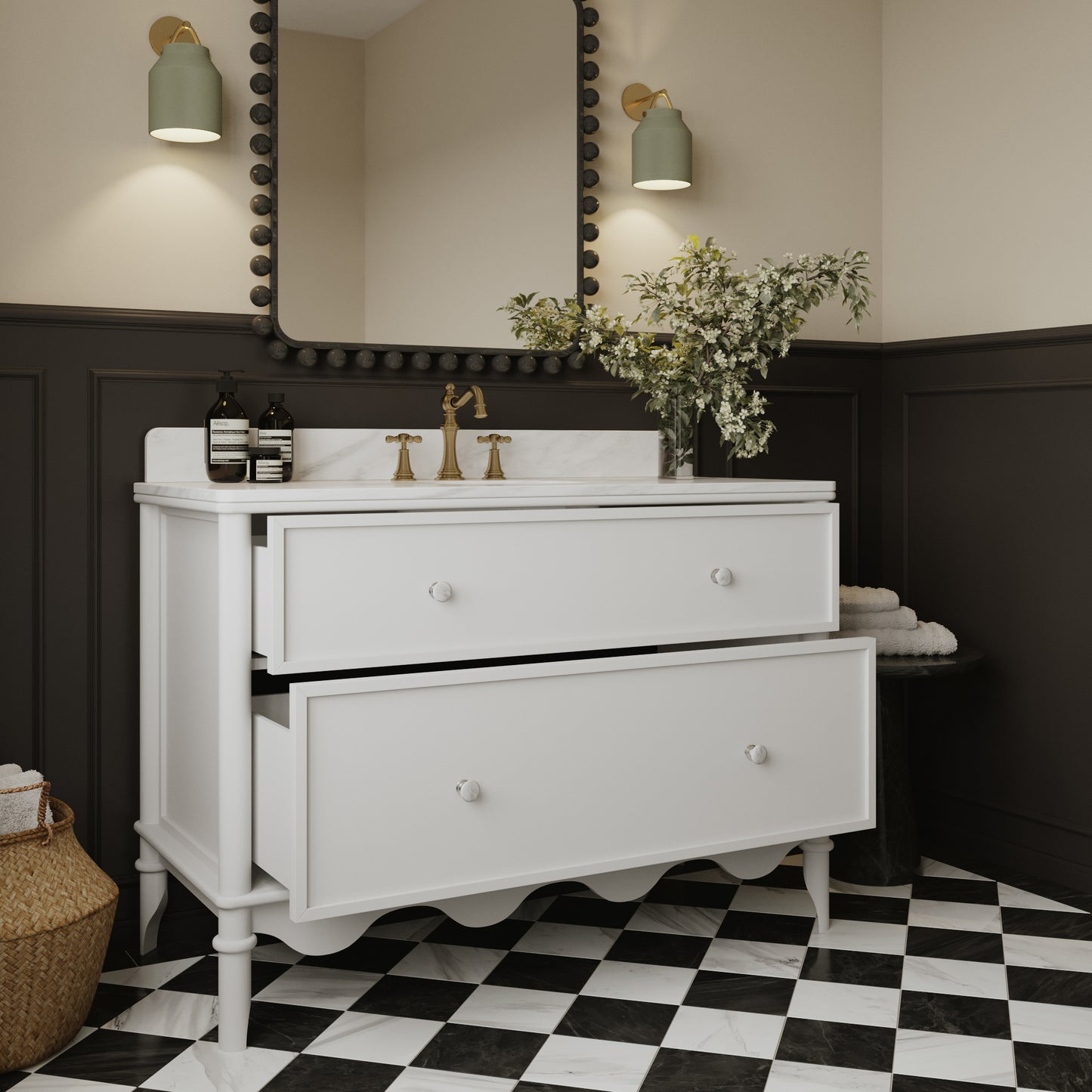 Julliette 48"W Single Sink Bathroom Vanity | Cultured Marble Top