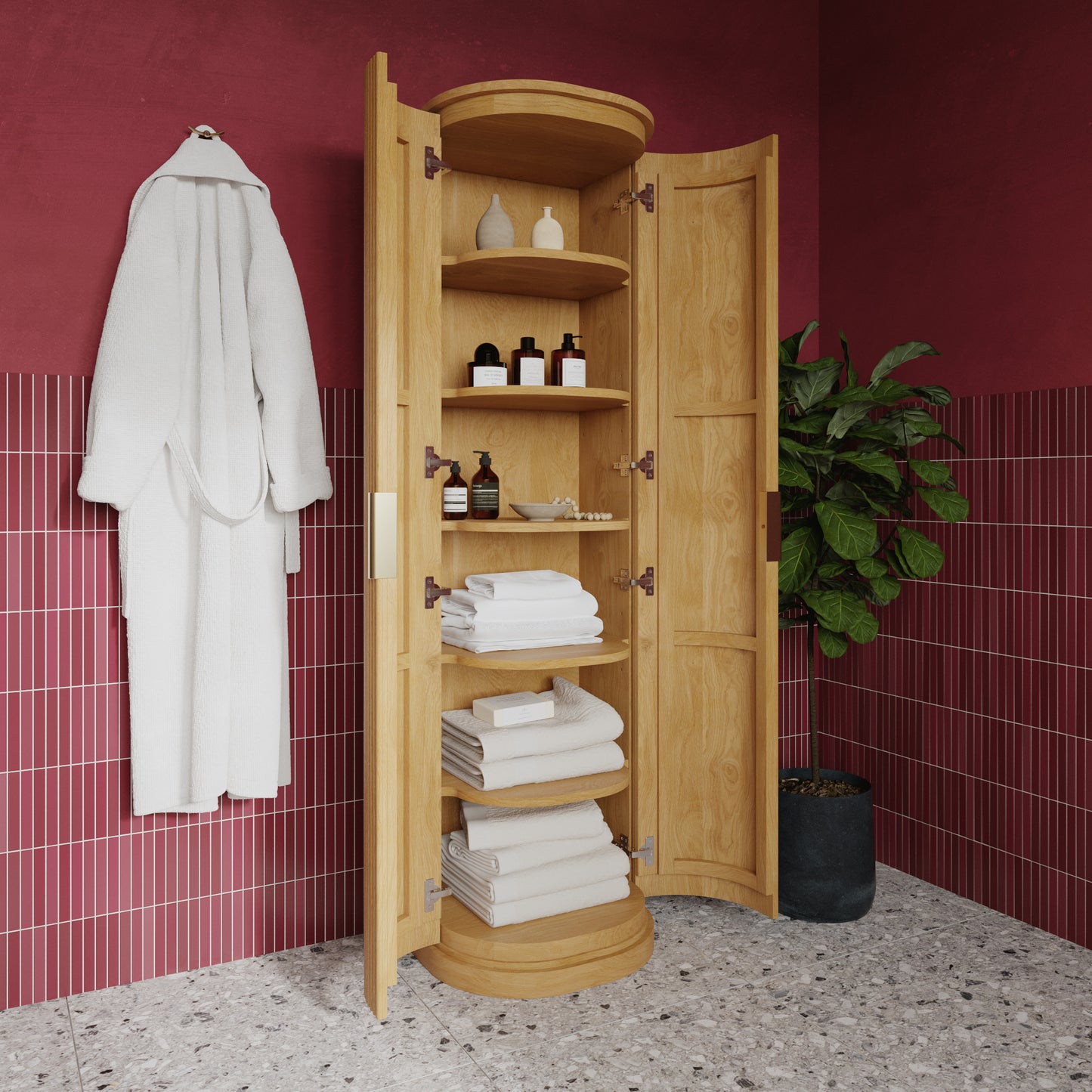 Luna 72" Reeded Birch Linen Cabinet