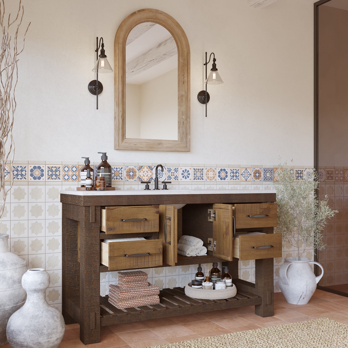 Telluride 54" Single Bathroom Vanity | Quartz Countertop