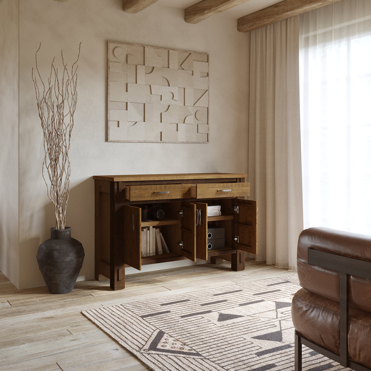 Telluride 54"W x 36"H Modern Farmhouse Sideboard in Vintage Pine