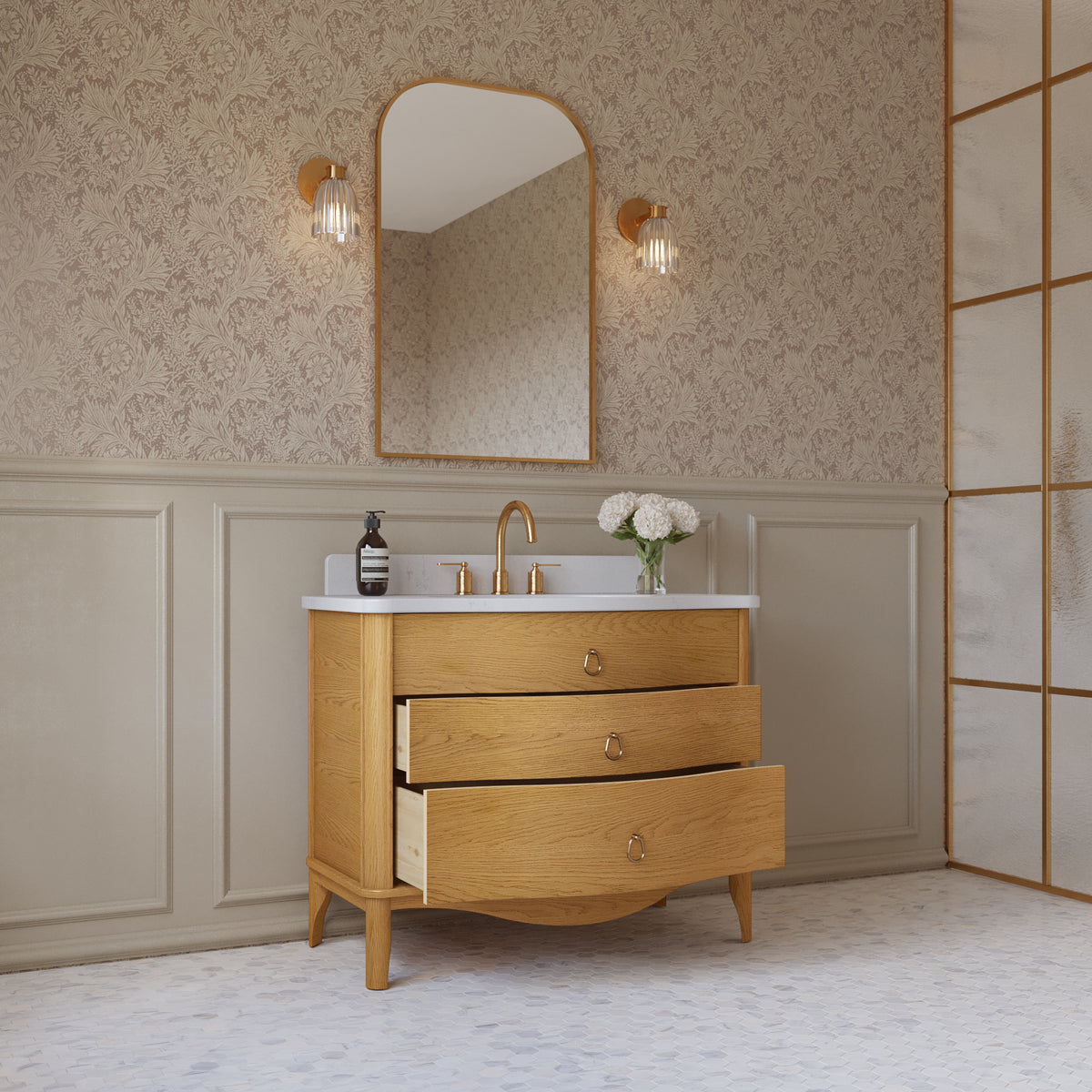 Grace 42" Bathroom Vanity with Statuario Quartz Countertop