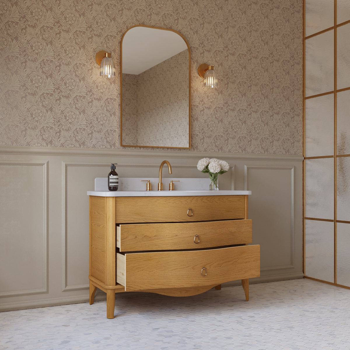 Grace 48" Bathroom Vanity with Statuario Quartz Countertop