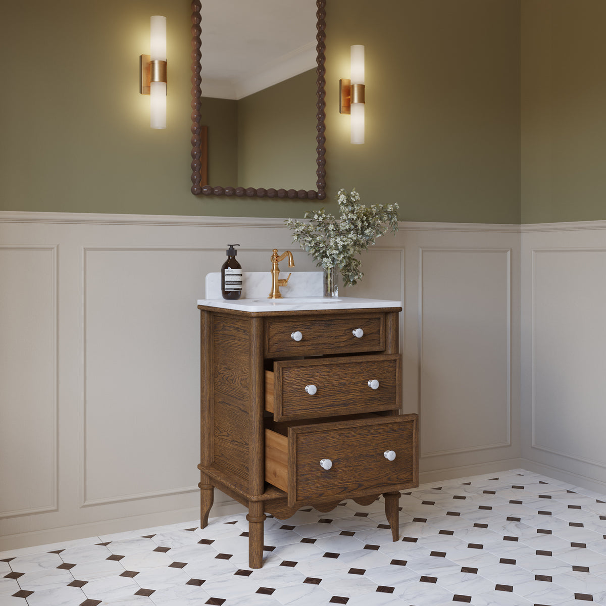 Juliette 24"W x 20"D Single Sink Bathroom Vanity with Cultured Marble Top