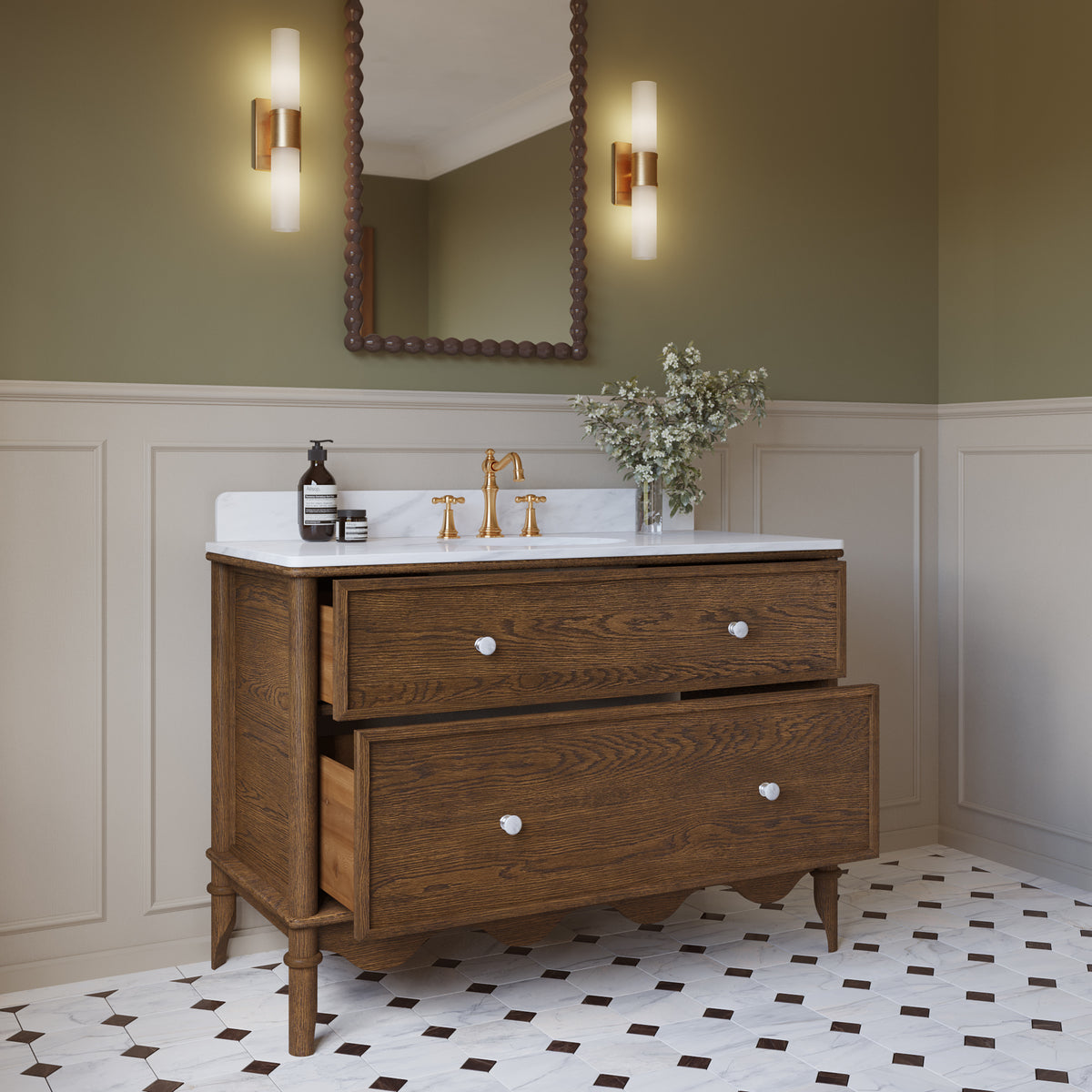 Juliette 48"W x 22"D Single Sink Bathroom Vanity with Cultured Marble Top