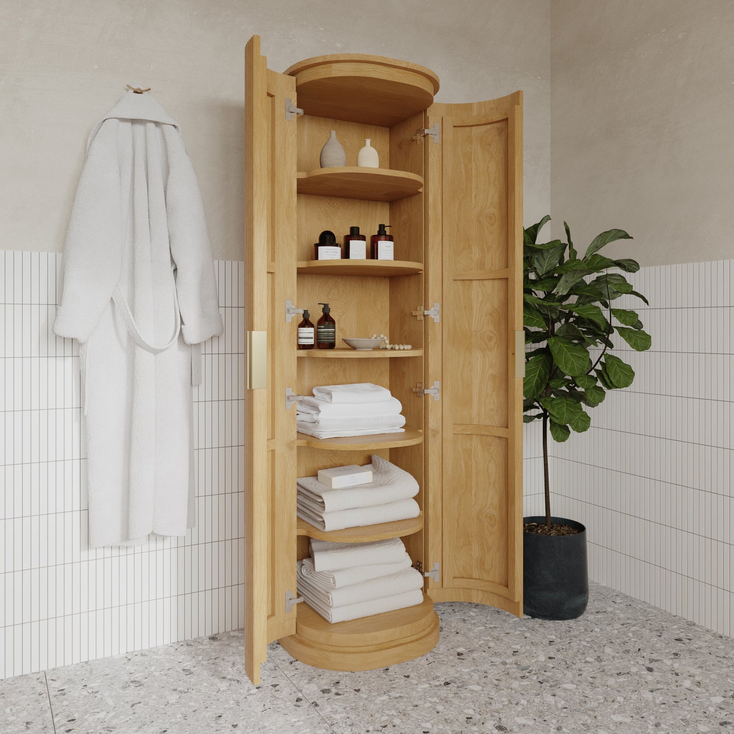 Luna 72" Reeded Birch Linen Cabinet