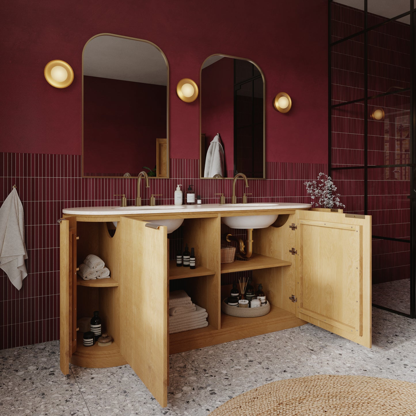 Luna Reeded 72" Double Bathroom Vanity With Quartz Countertop