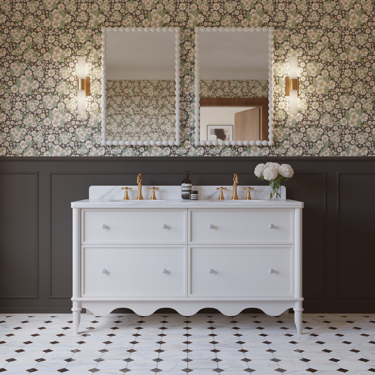 Juliette 60"W x 22"D Double Sink Bathroom Vanity with Cultured Marble Top