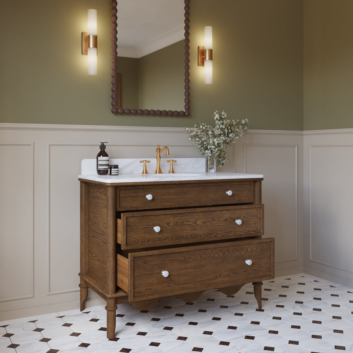 Juliette 42"W x 22"D Single Sink Bathroom Vanity with Cultured Marble Top