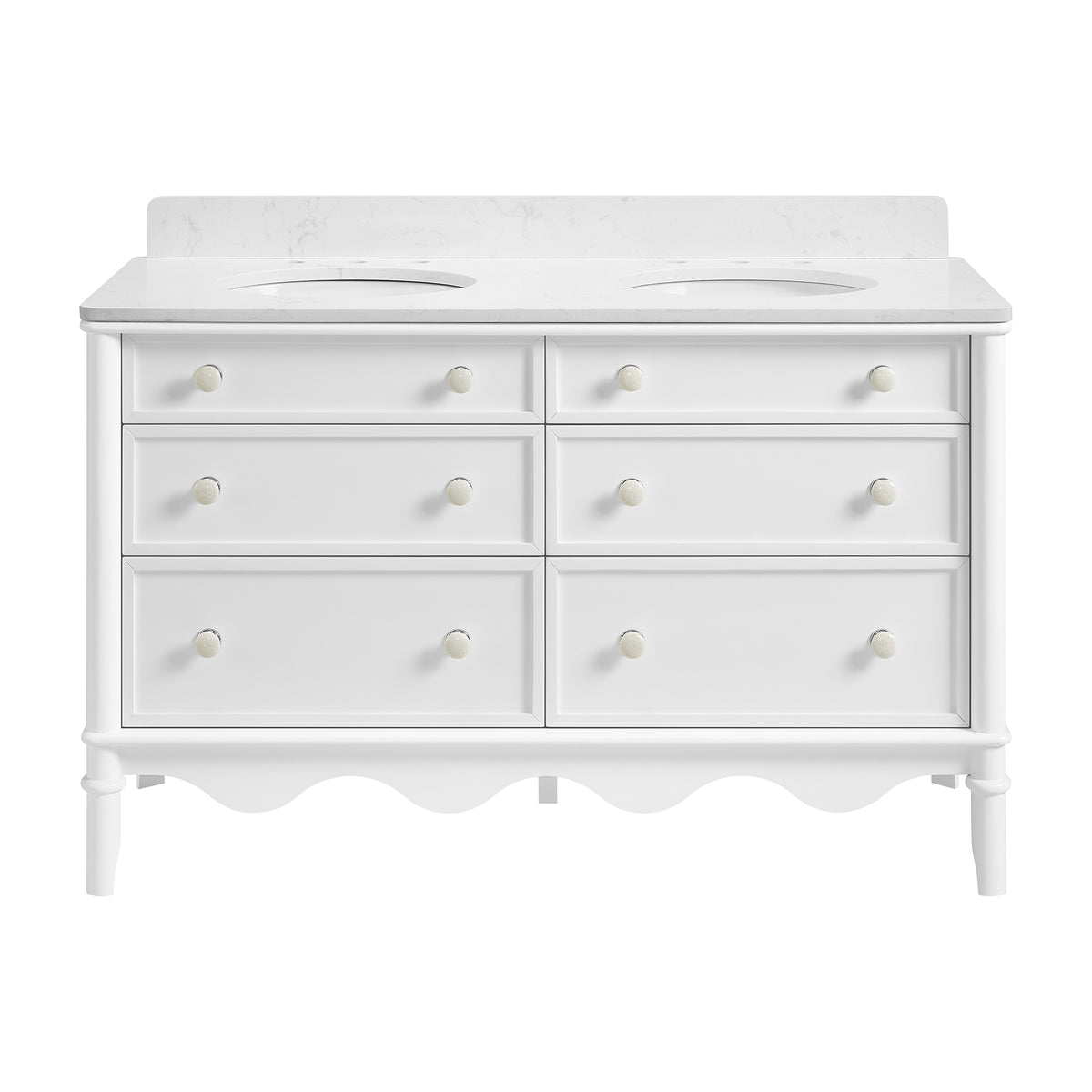 Juliette 54"W x 22"D Double Sink Bathroom Vanity with Cultured Marble Top