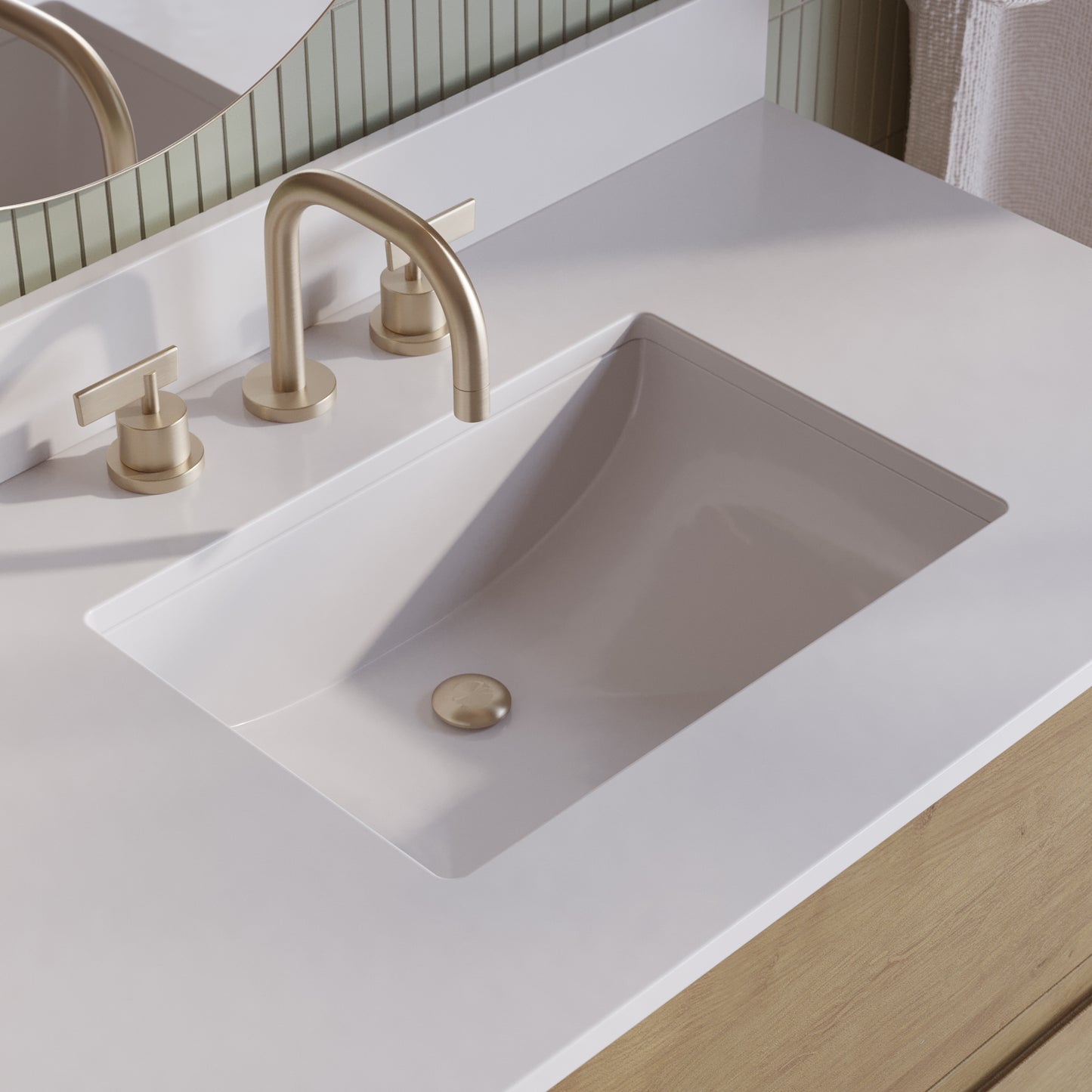 Oslo 72" Double Bathroom Vanity in Varnished Oak | White Quartz Countertop