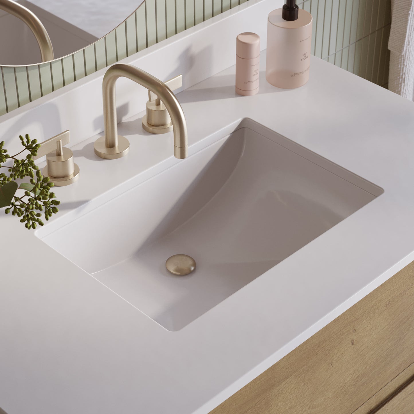 Oslo 36" Single Bathroom Vanity in Varnished Oak | White Quartz Countertop