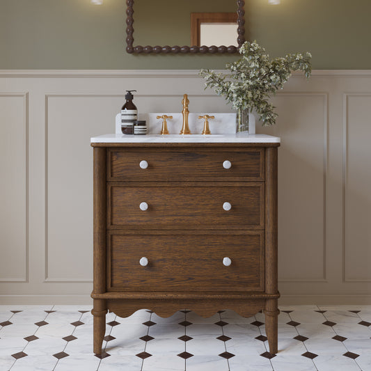 Juliette 30"W x 22"D Single Sink Bathroom Vanity with Cultured Marble Top