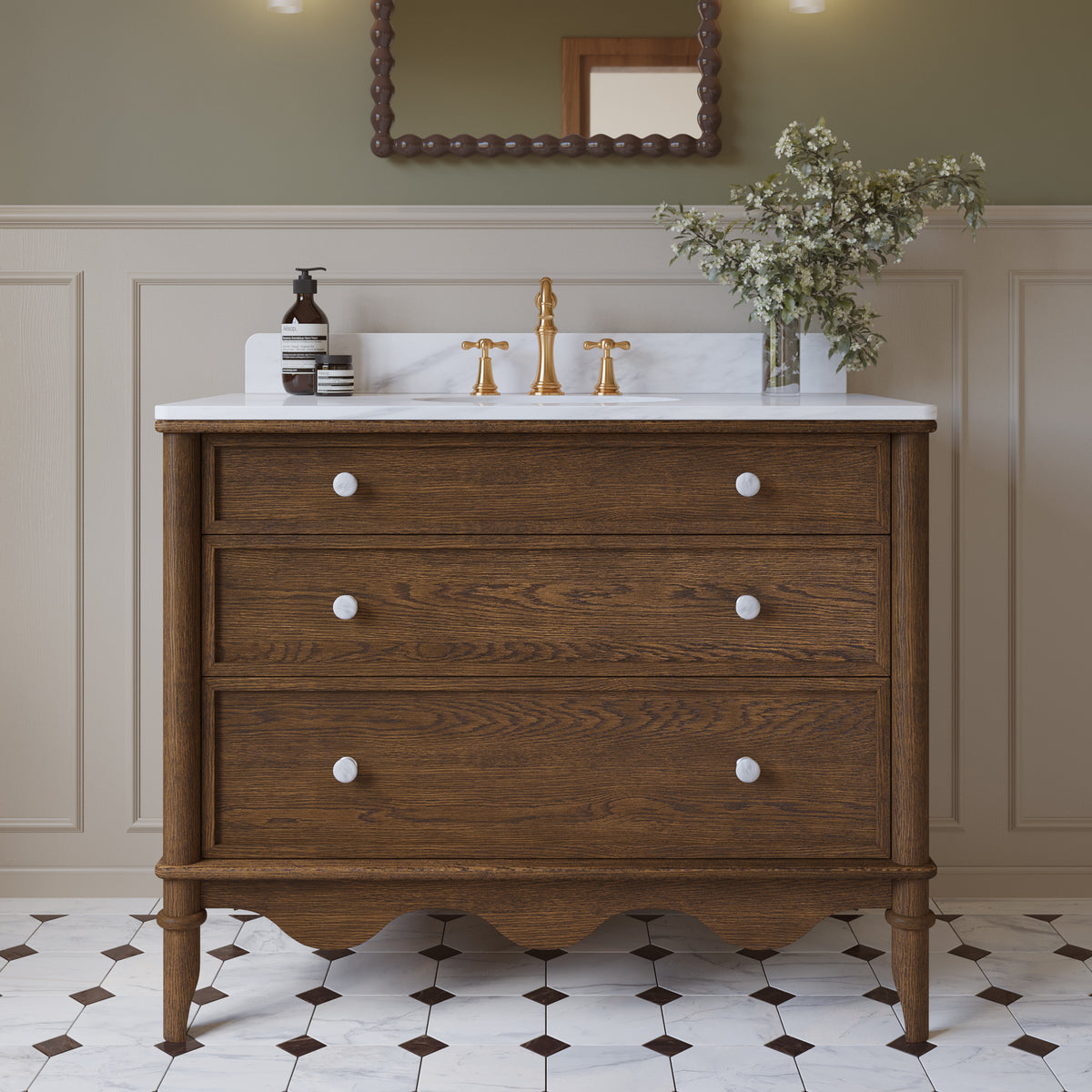 Juliette 42"W x 22"D Single Sink Bathroom Vanity with Cultured Marble Top