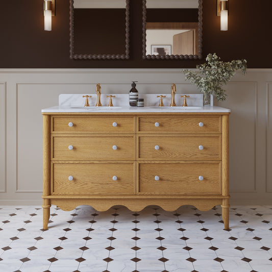 Juliette 54"W x 22"D Double Sink Bathroom Vanity with Cultured Marble Top
