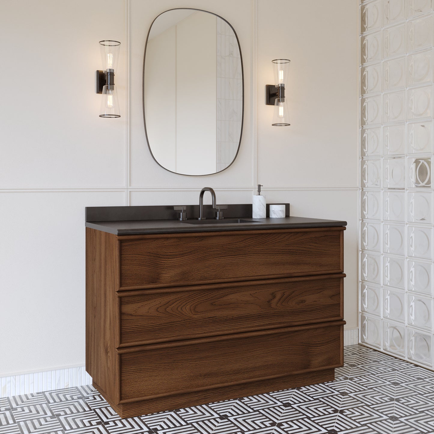 Cooper 48" Single Sink Bathroom Vanity in Natural Walnut with Quartz Top