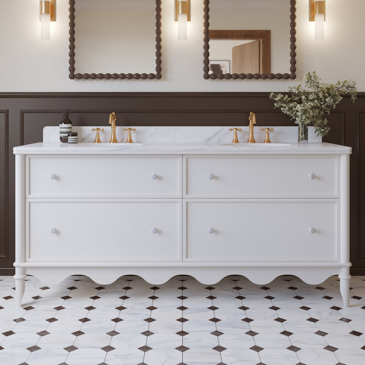 Juliette 72"W x 22"D Double Sink Bathroom Vanity | Cultured Marble Top