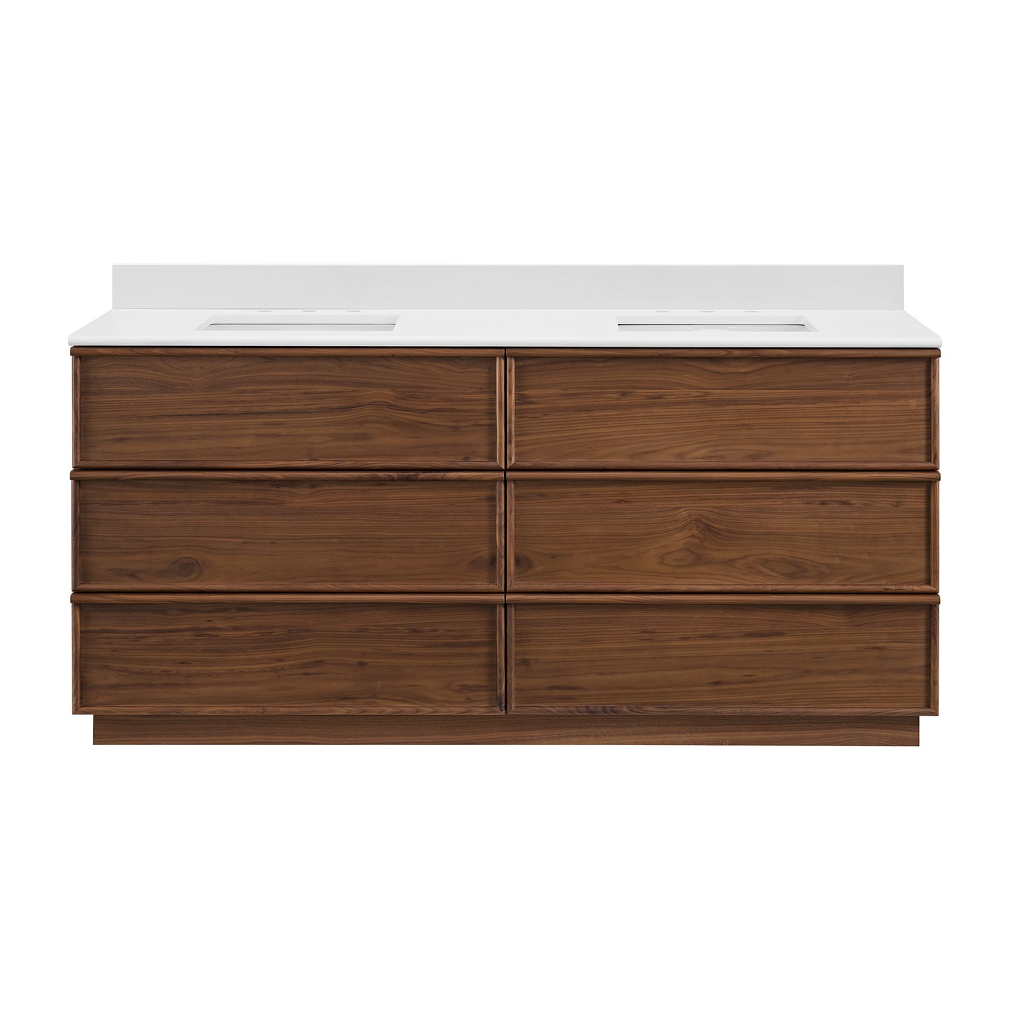 Cooper 72" Double Sink Bathroom Vanity in Natural Walnut with Quartz Top