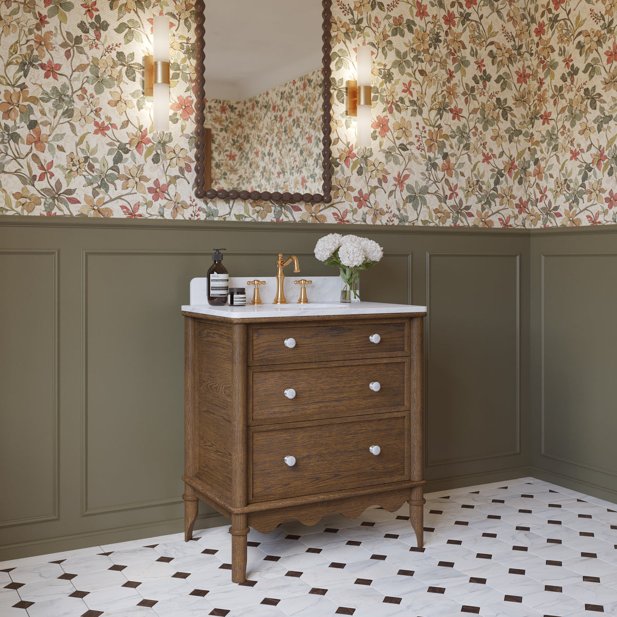 Juliette 30"W x 22"D Single Sink Bathroom Vanity with Cultured Marble Top
